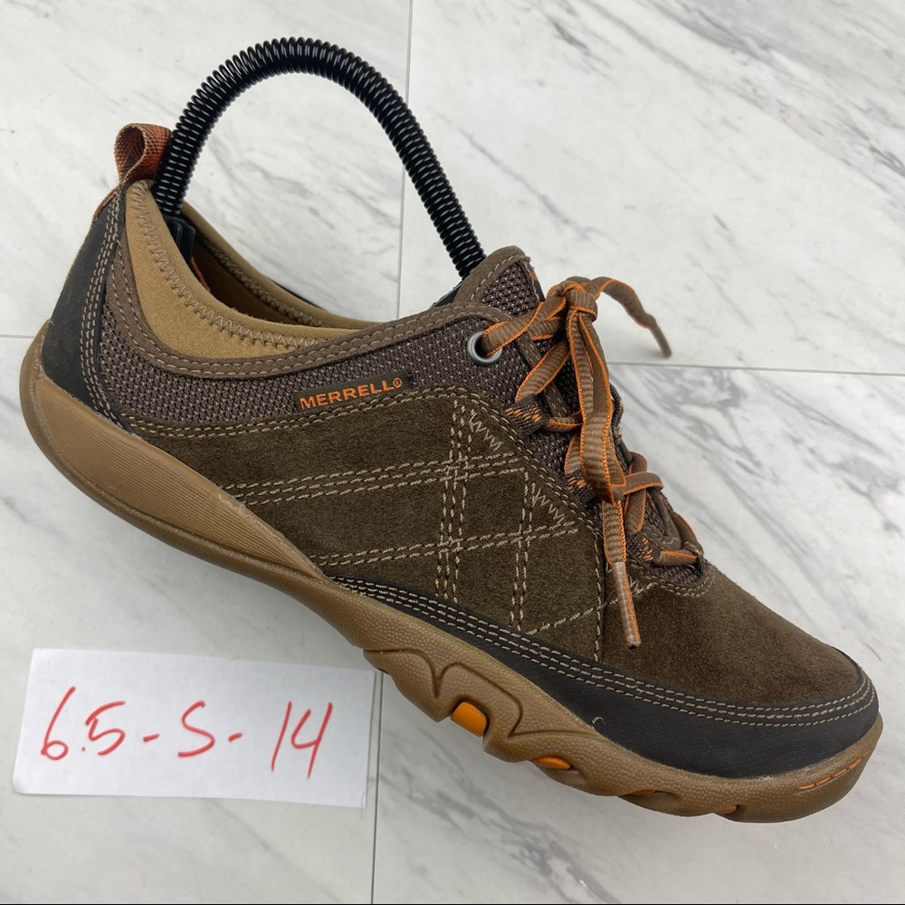 -Merrell Women's 6.5 Athletic Casual Shoe Mimosa Glee Mocha J46582 Leather